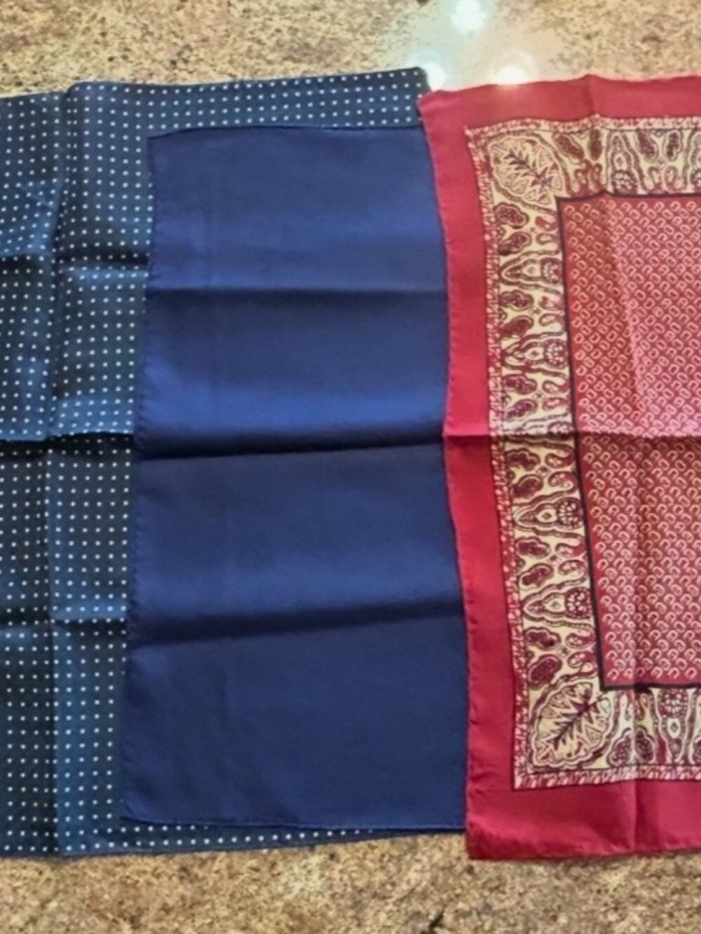Three Silk Pocket Squares No Labels